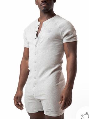 Nasty Pig Union Suit Cutoffs heather grey nwot large